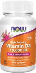 NOW Foods Vitamina D-3 10.000 IU, 240 Cápsulas Blandas