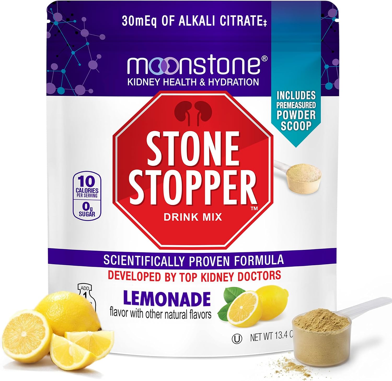 Moonstone Stone Stopper Drink Mix, Tropical - Prevención de Cálculos Renales, 15 Días