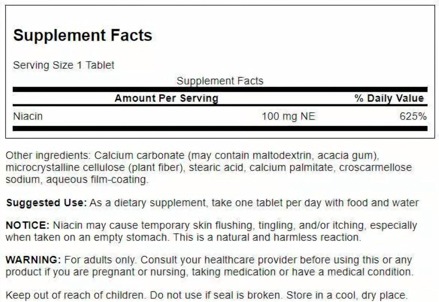 Swanson Niacina (Vitamina B3) 500 mg, 250 Cápsulas