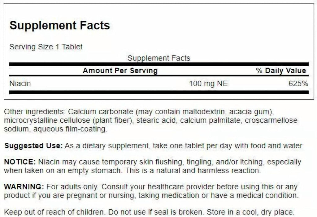 Swanson Niacin (B3) 500 mg, 250 Capsules - Energy Metabolism Support