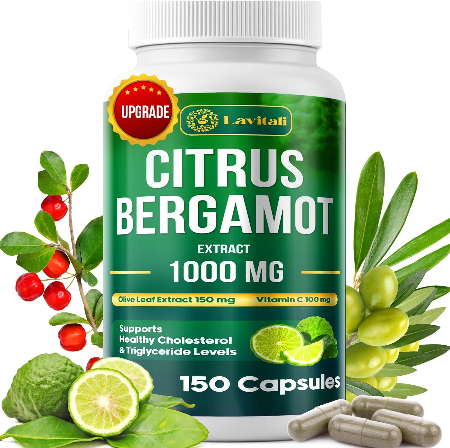 Extracto Concentrado de Bergamota Cítrica 25x, 1000mg por Dosis, 150 Cápsulas Vegetales - LaVitali