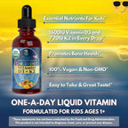 Tropical Oasis Gotas Líquidas Orgánicas de Vitamina D3 y K2 para Niños y Bebés de 1+ Años | Suplemento Vegano sin OMG | 59 ml (2 Fl Oz)