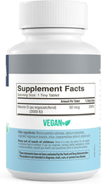 FREEDA Vitamina D2 2000 UI – Ergocalciferol Vegano para Huesos e Inmunidad – 100 Comprimidos Pequeños