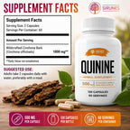 Cápsulas de Quinina Natural – Corteza de Cinchona 500 mg, 120 Comprimidos – Suplemento para Calambres y Digestión