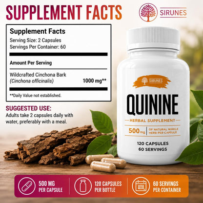 Cápsulas de Quinina Natural – Corteza de Cinchona 500 mg, 120 Comprimidos – Suplemento para Calambres y Digestión – Image 7