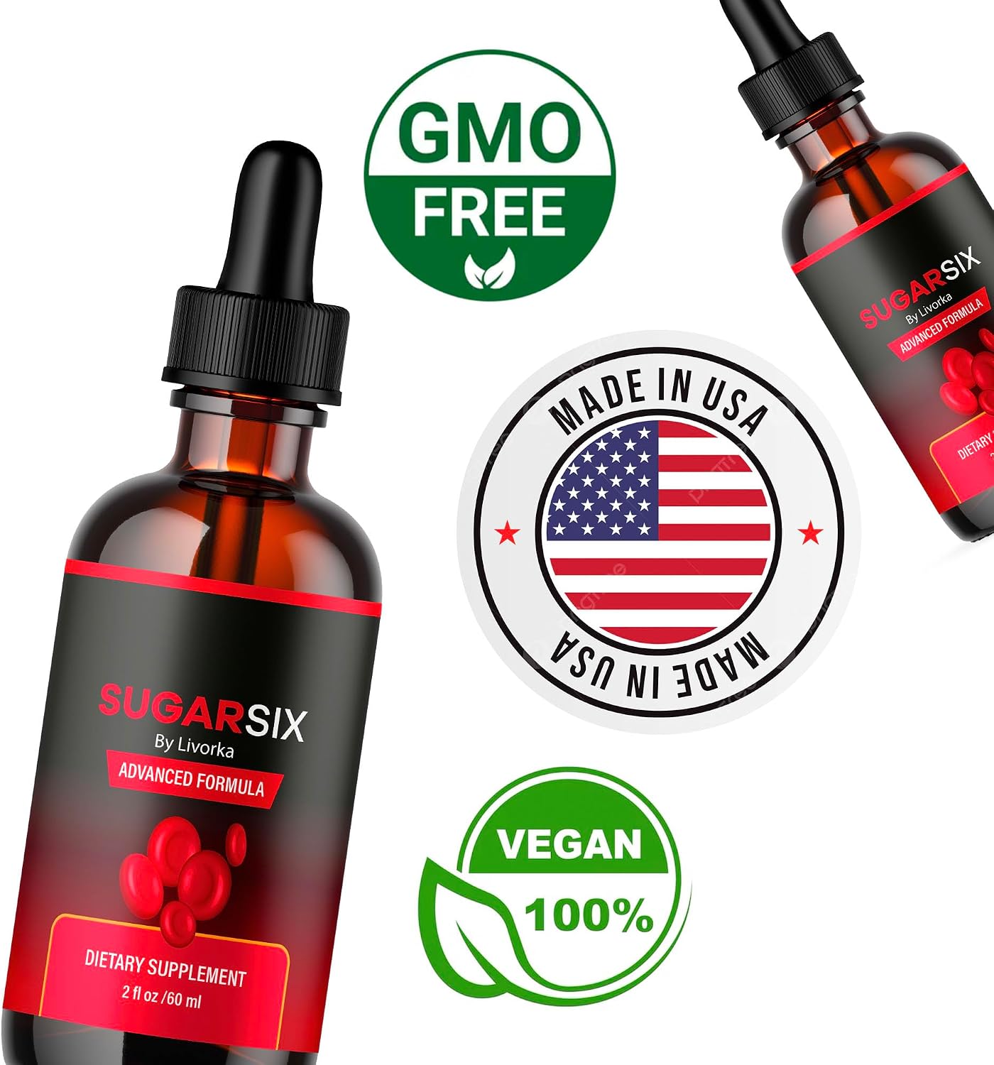 (2 Pack) Sugar Six, Sugar Six Drops, SugarSix, Sugar 6, SugarSix Support Formula, Sugar 6 Supplement, Sugar Six Formula, SugarSix Drops, Sugar Six Reviews, SugarSix Formula, 2 Bottles for 2 Months