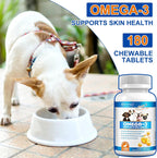 Omega 3 para Perros - 180 Tabletas de Aceite de Pescado con EPA, DHA y Vitamina E