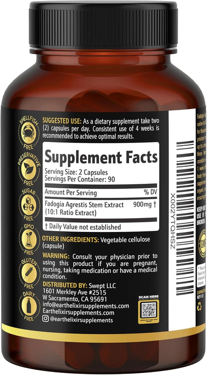 Earth Elixir Fadogia Agrestis 900mg (180 Cápsulas) - Extracto Puro - 3 Meses de Suministro – Image 2