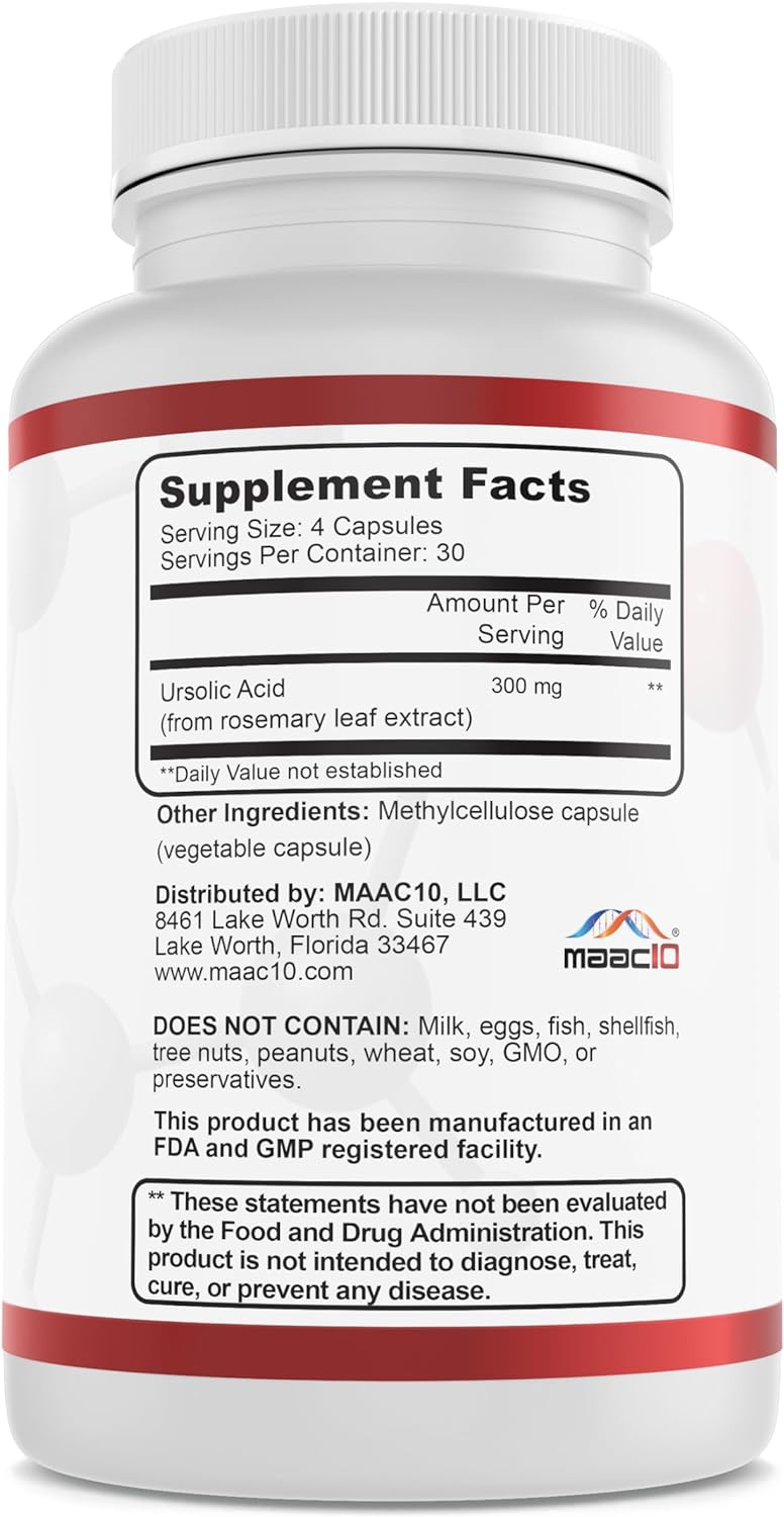 MAAC10 Ácido Ursólico 300 mg - Extracto de Romero - 120 Cápsulas