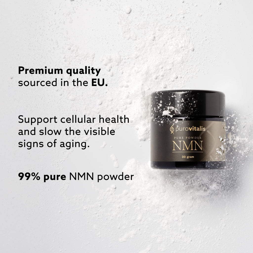 PUROVITALIS NMN en Polvo 99% Puro - Suplemento de Nicotinamida Mononucleótido para NAD+, Salud Celular y Energía - 30g (2 meses)