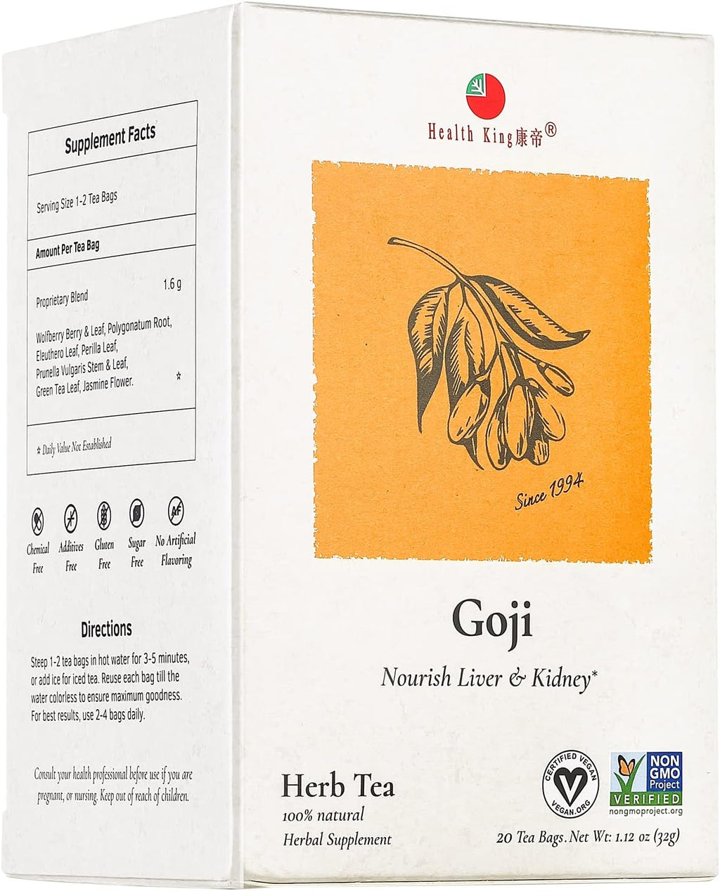 Health King Té de Goji, 20 bolsitas