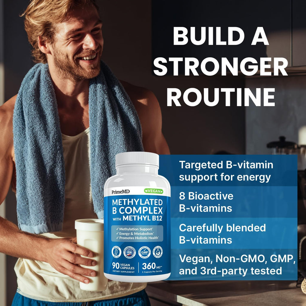 Complejo B Metilado con B12 Metilcobalamina y Metilfolato 1000 mcg - Complejo B Premium para Energía y Función Cognitiva - Multivitamínico Metilado (270 porciones, Paquete de 3)