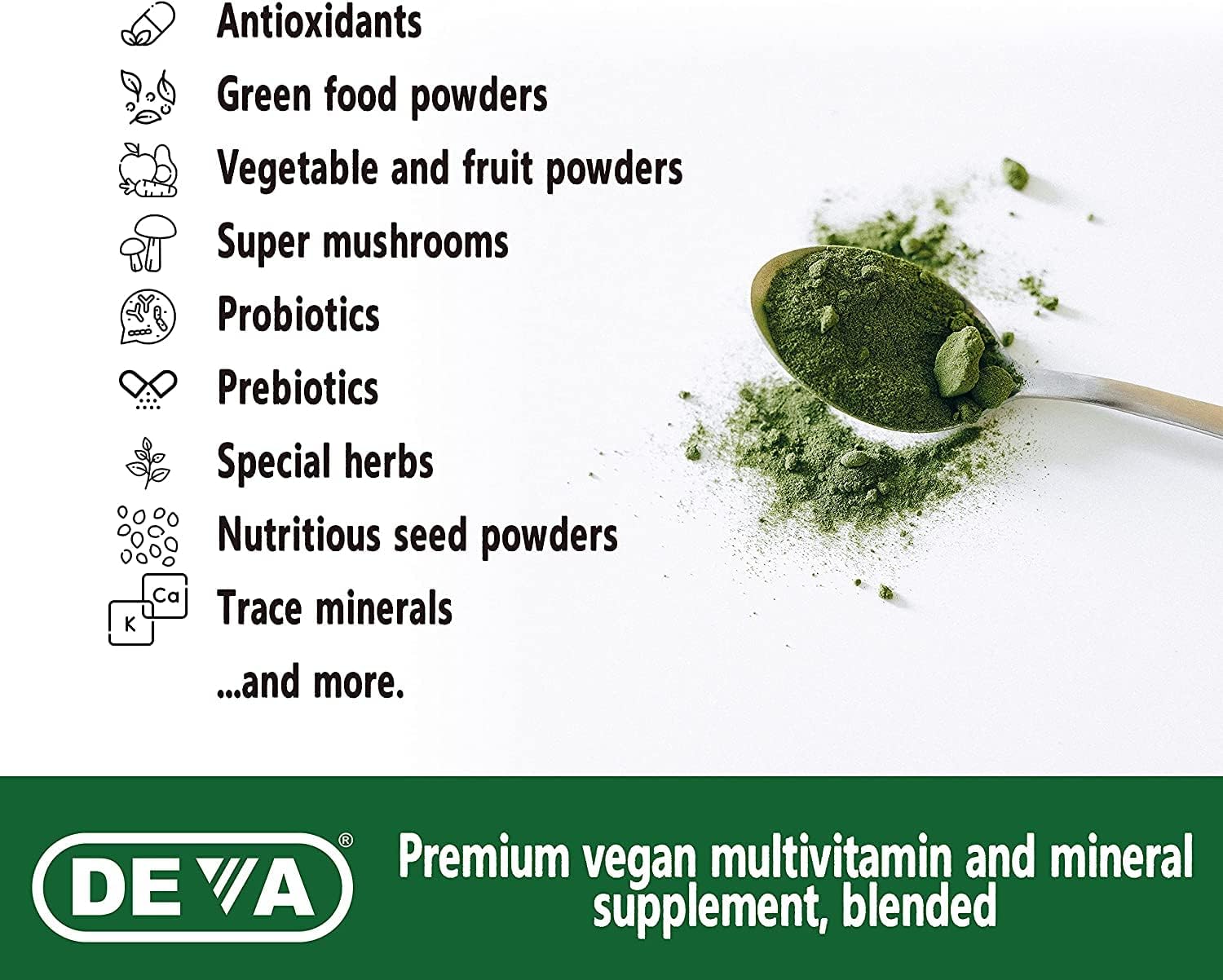 DEVA Tuba Prime Multivitamínico Vegano de Alta Potencia sin Hierro - 90 Comprimidos (2 Paquetes)