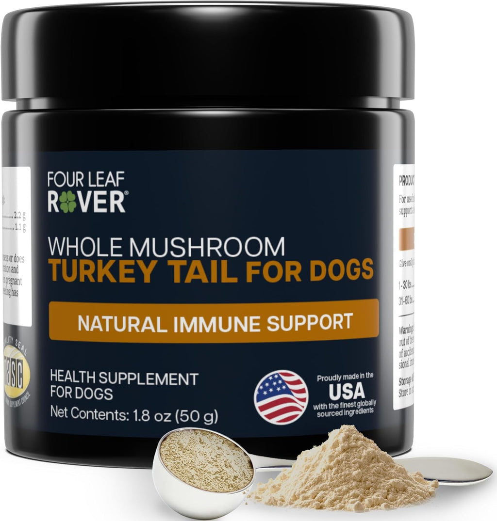 Turkey Tail Orgánico para Perros - Extracto de Cola de Pavo con más del 50% Beta-Glucanos - Probado por Terceros - Fabricado en EE. UU.