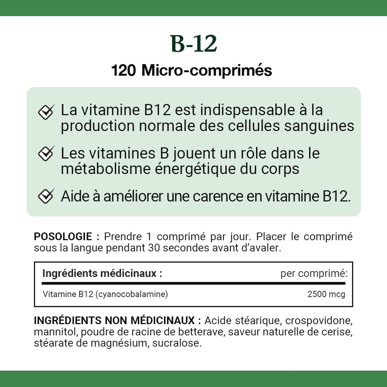 Nature's Bounty Vitamina B12 2500mcg, 120 Comprimidos Sublinguales