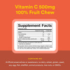 Natural Factors, Vitamina C 500 mg, Masticable para Niños, Apoya Huesos y Dientes Saludables, Sabor Naranja, Vegano, Sin Gluten, 90 obleas