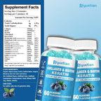 Riyuetian Biotin Gummies 15000mcg con Colágeno - Gomitas para Cabello, Piel y Uñas - Vegano, Sin OGM - 60 unidades