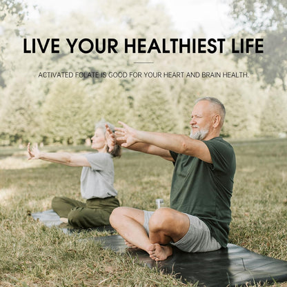 Activated Folate-L 5-MTHF DFE - Metilfolato con B12, CoQ10 y Frambuesa Roja - 500 mcg - 90 Cápsulas Vegetales