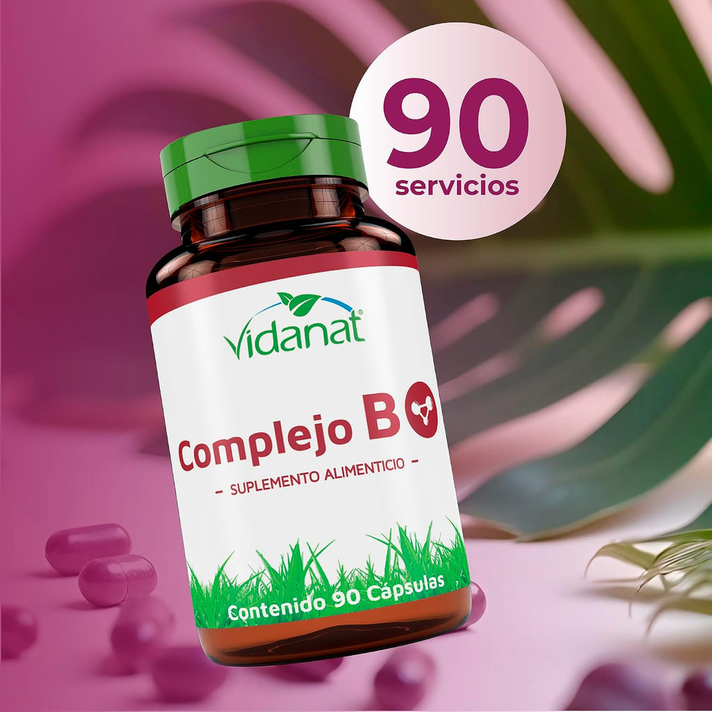 Vidanat Complex B 90 Cápsulas – Apoya la Energía, el Metabolismo y la Salud Inmunológica – Vitaminas B Esenciales para la Claridad Mental, el Alivio del Estrés y la Salud de la Piel