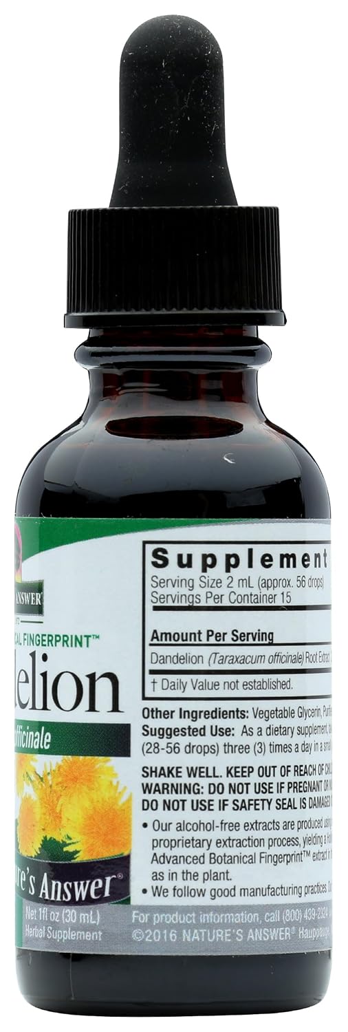 Nature's Answer Extracto de Raíz de Diente de León Sin Alcohol, 29.6 ml