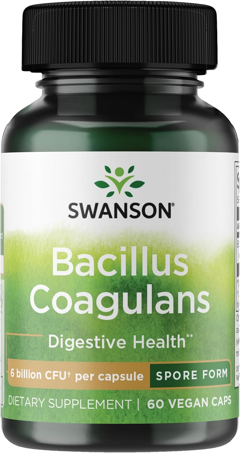 Swanson Bacillus Coagulans Spore-Form Probiotic - 6 Billones UFC - 60 Cápsulas Veganas