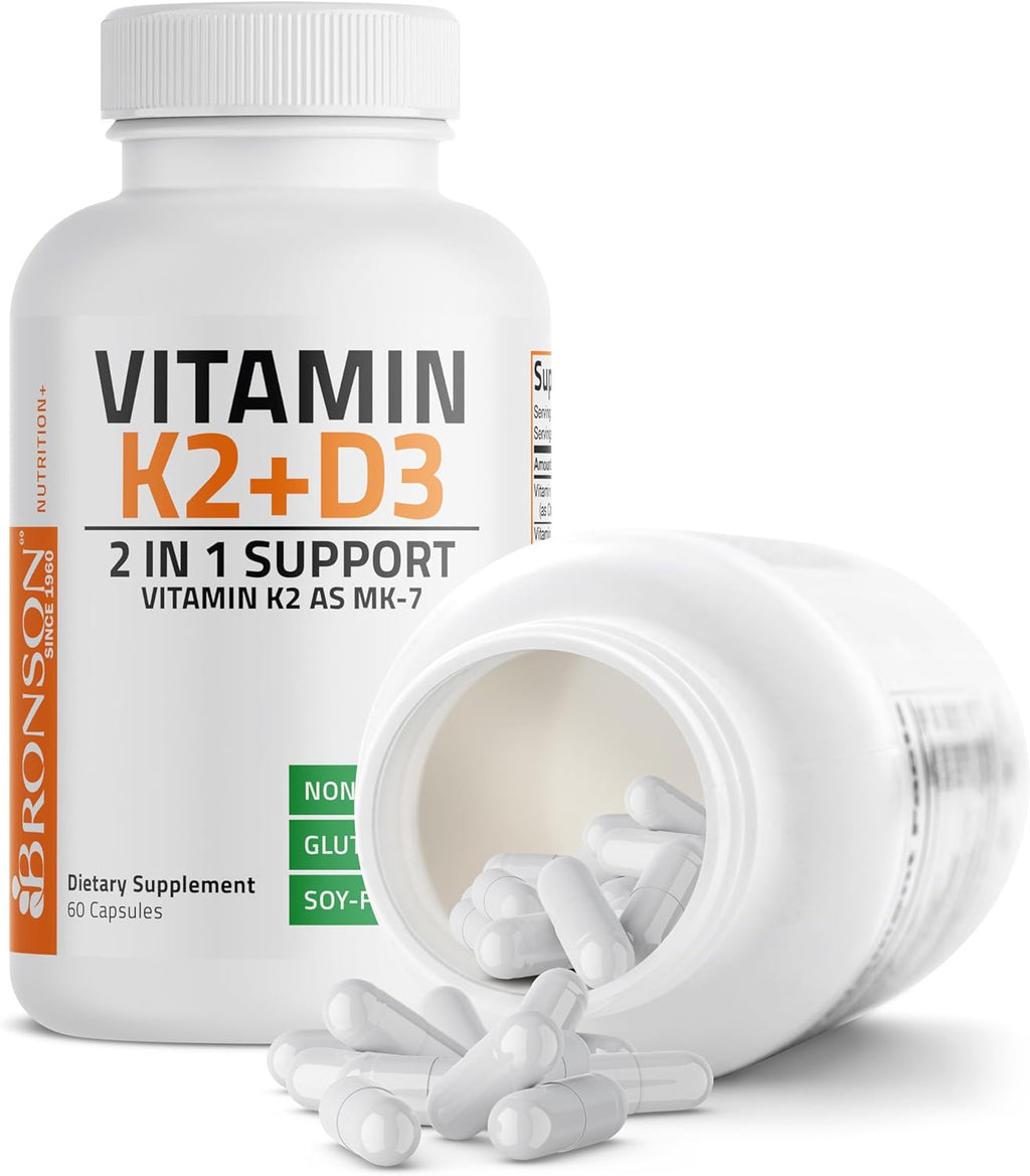 Bronson Complejo de Vitamina D3 y K2 con MK-7, 60 cápsulas