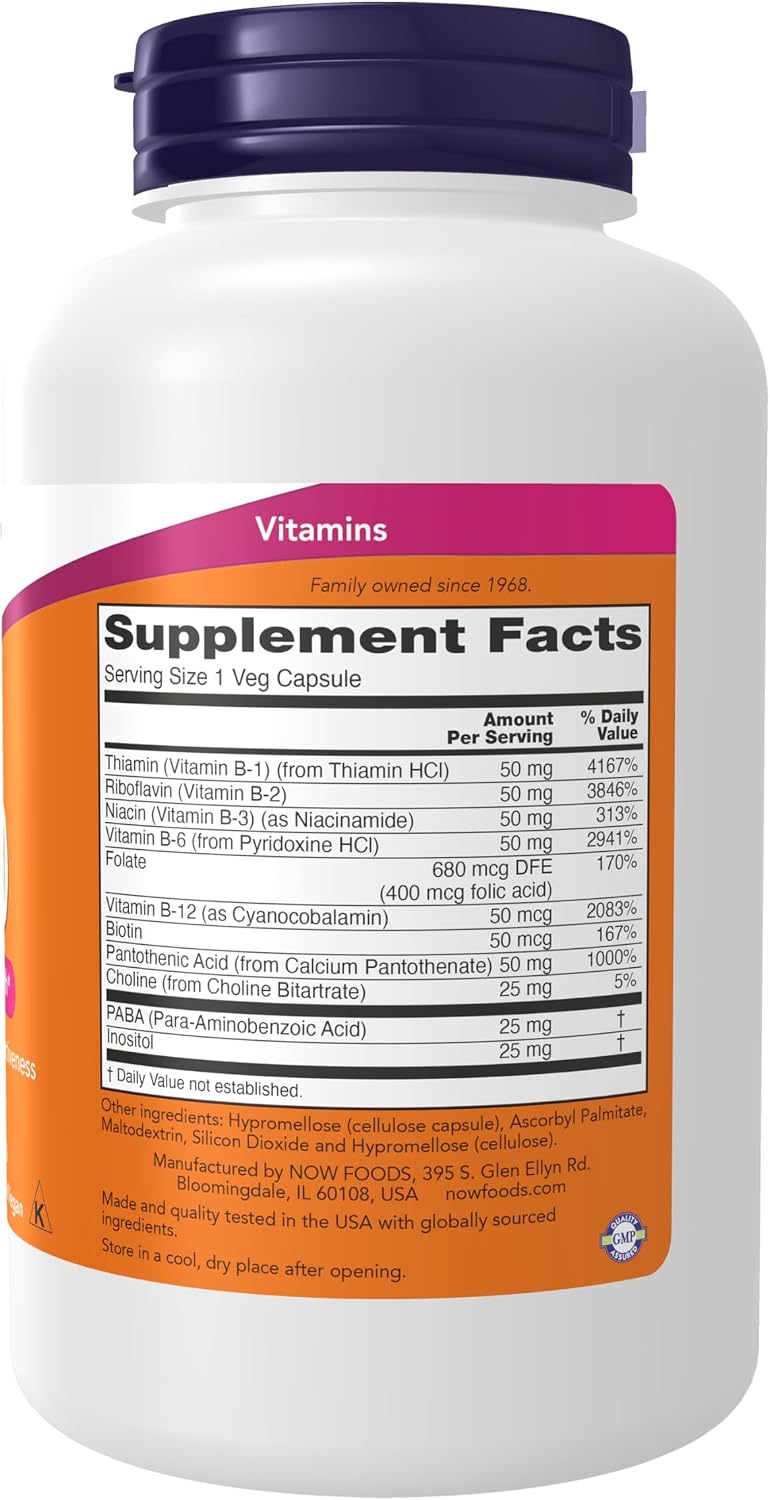 NOW Foods B-50 Complejo B, 250 Cápsulas Vegetales (Pack de 2)