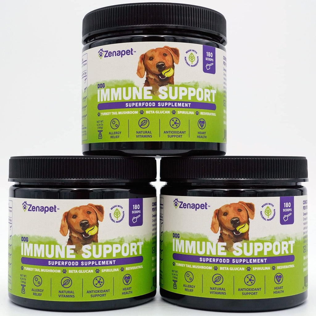 Zenapet Dog Immune Support Premium Powder Topper – Turkey Tail, Spirulina y Beta-Glucano