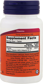 NOW Vitamin B-1 (tiamina) 100mg, 100 comprimidos (Paquete de 4)