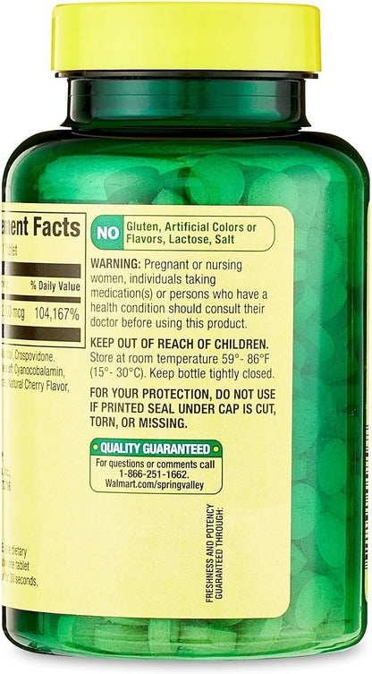 Spring Valley Vitamina B12 2500 mcg – Función normal del sistema nervioso: Protege la vaina de mielina que recubre – Image 2