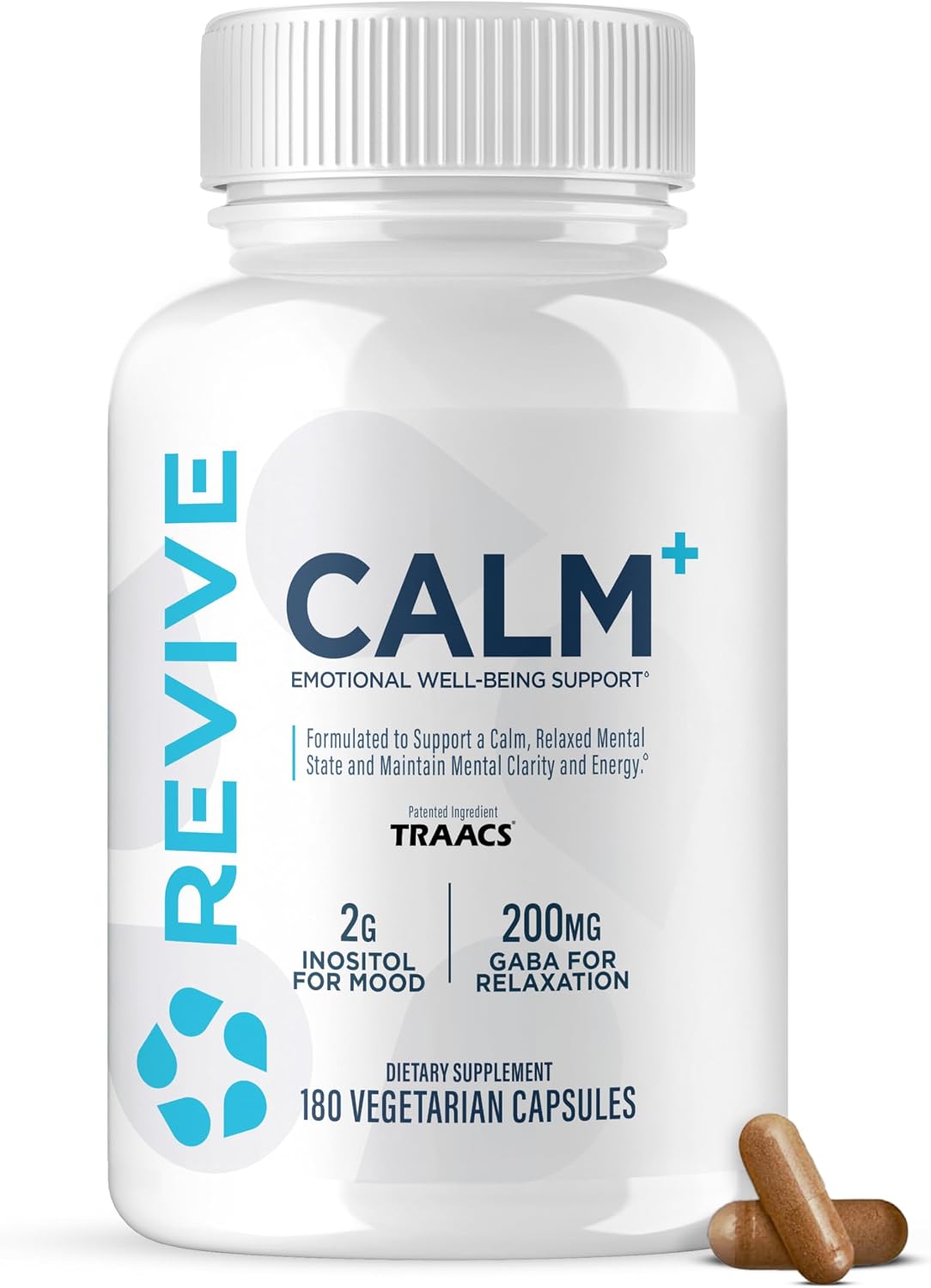 Revive MD Calm – Suplemento para el Bienestar Emocional con L-Teanina, GABA y 5-HTP (180 Cápsulas)