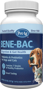 PetAg Bene-Bac - 4.5 oz Powder - Probiotics for Dogs, Cats, Exotic & Wildlife Mammals