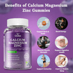 OALSE Gomitas de Calcio Magnesio Zinc con Vitamina D3 y K2 | Glicinato de Magnesio | Sin Azúcar | Sabor Arándano