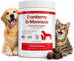 Cranberry and D-Mannose Supplement for Urinary Tract Health in Dogs and Cats - 120 Soft Chews