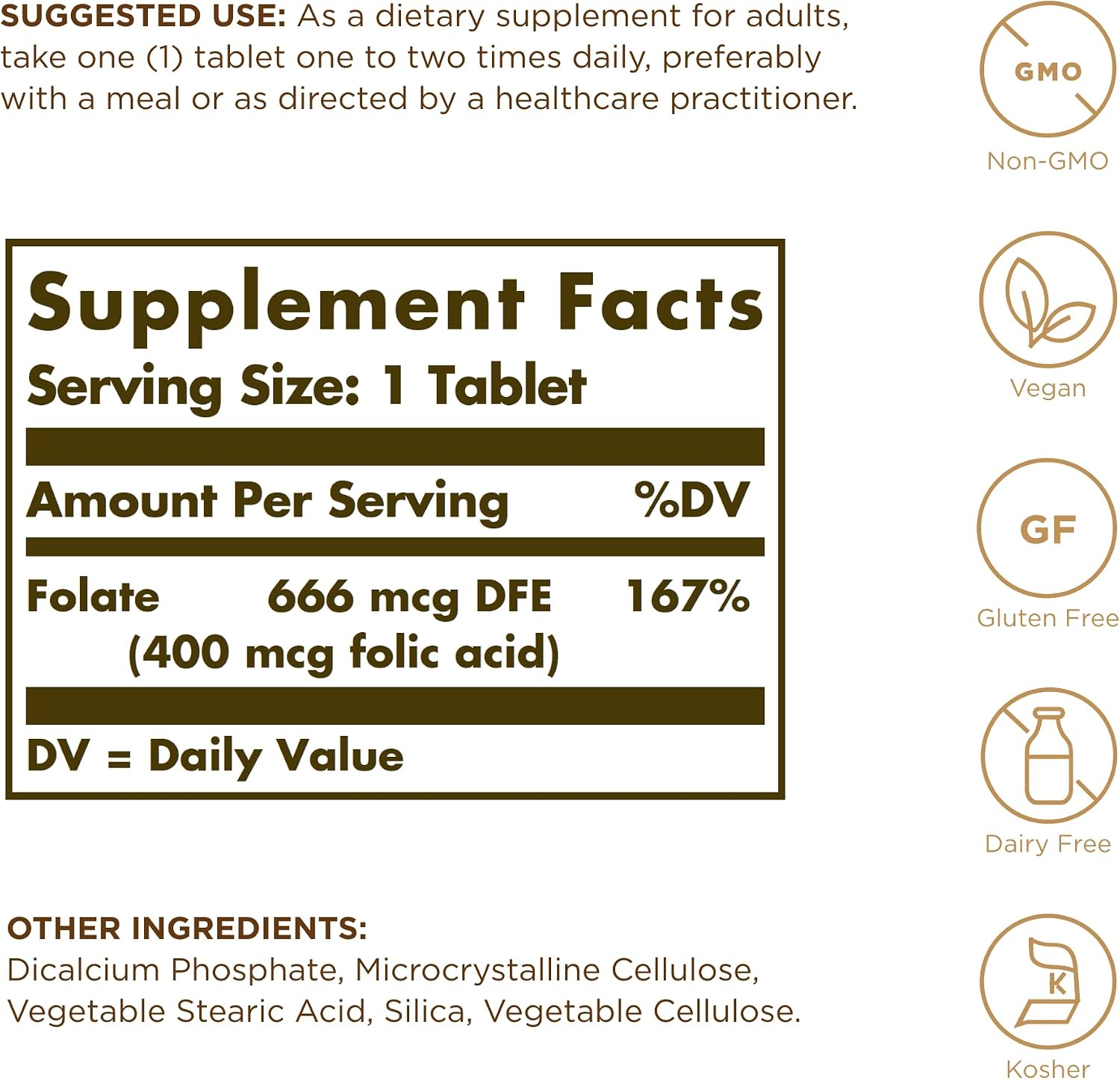 Solgar Folic Acid 400 mcg - 250 Tablets