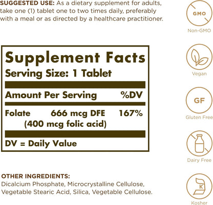 Solgar Ácido Fólico 400 mcg - 250 Comprimidos – Formación normal de células sanguíneas: Ayuda a mantener la – Image 2