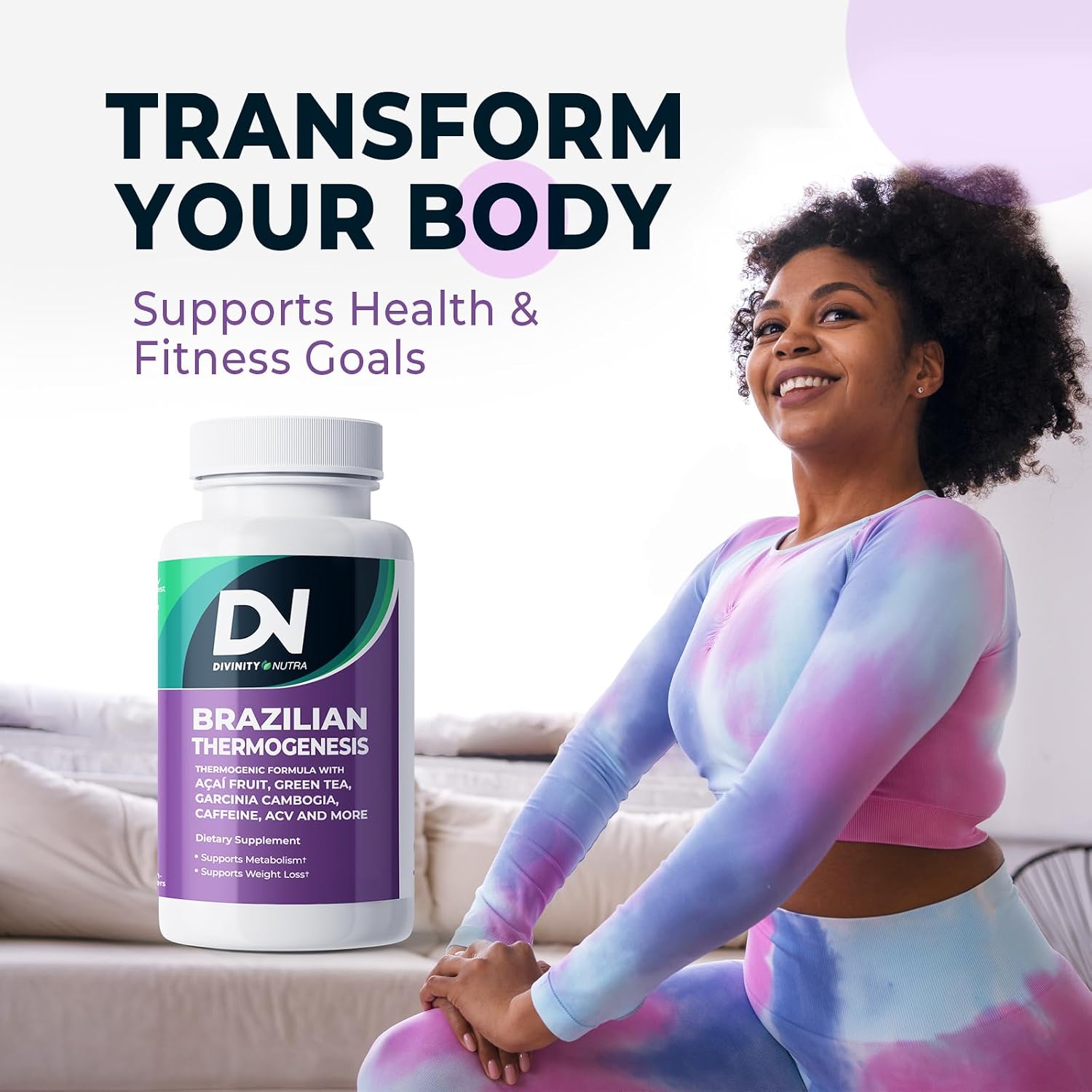Divinity Nutra Thermogenic Brazilian Lean, Suplemento para la Hinchazón, 60 Cápsulas