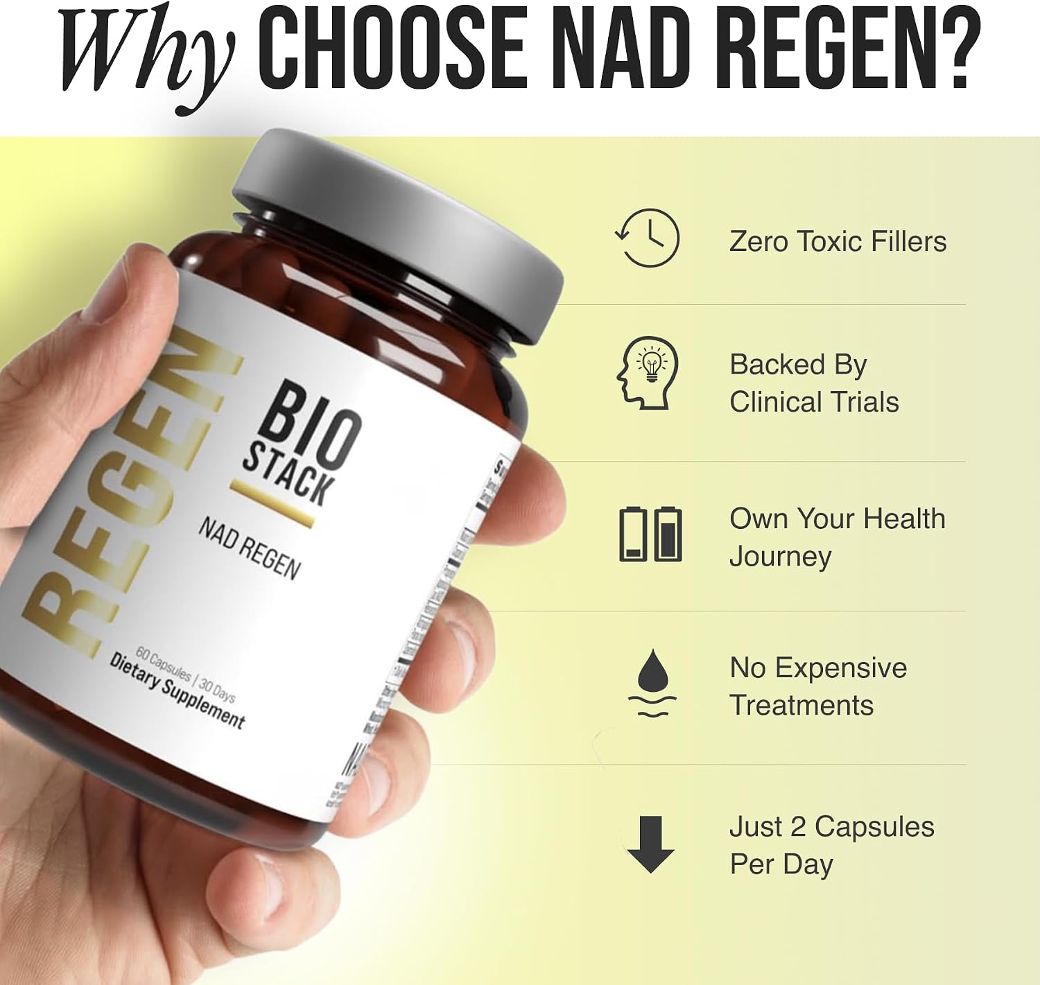 BIOSTACK NAD Regen | Suplemento NAD3 con Yüth Spermidine, Resveratrol y Niacinamida | Alternativa a NMN para Energía, Antienvejecimiento y Longevidad | 30 Días