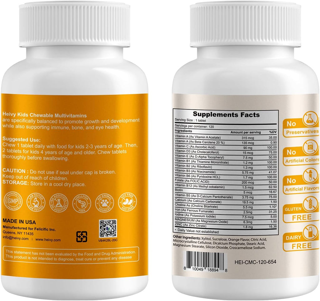 Heivy Multivitamínico Infantil Masticable - 120 Comprimidos