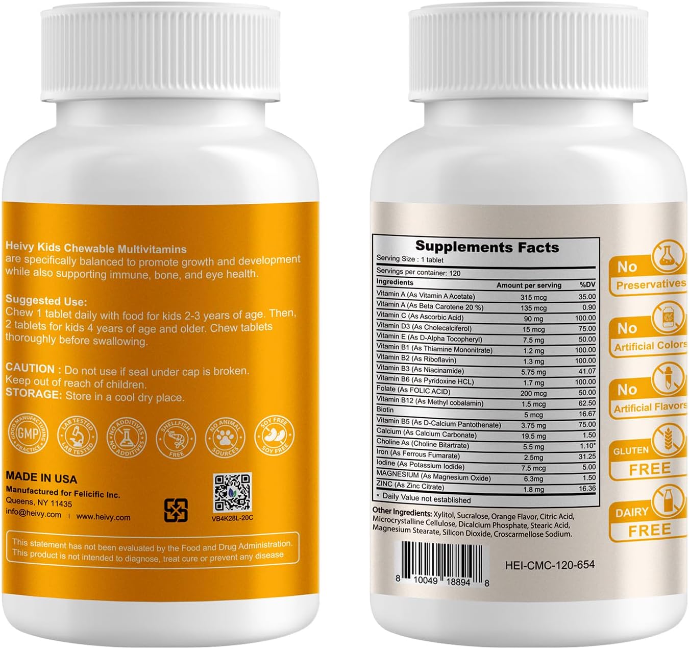 Heivy Multivitamínico Infantil Masticable - 120 Comprimidos