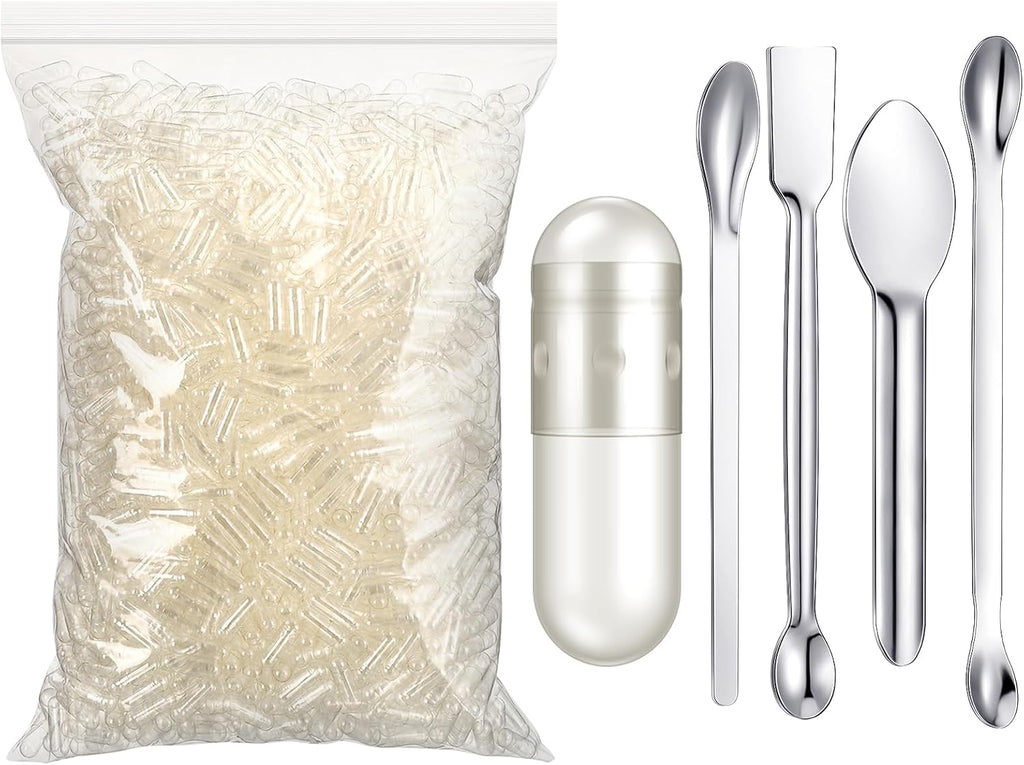 Timgle 2000 Cápsulas Vacías Tamaño 0 con Kit de Cucharas para Llenado