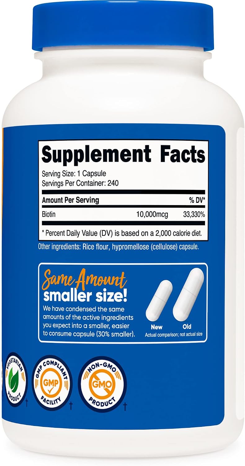 Nutricost Biotin 10,000 mcg - 240 Capsules (3 Bottles) - Non-GMO, Gluten-Free