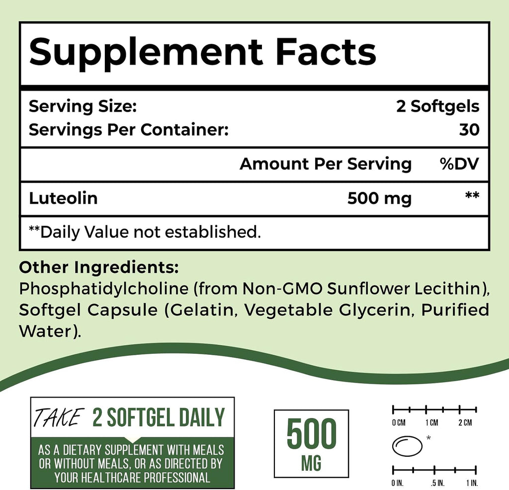 Ulmubra Luteolina Liposomal 500 mg, Máxima Absorción, 60 Cápsulas Blandas