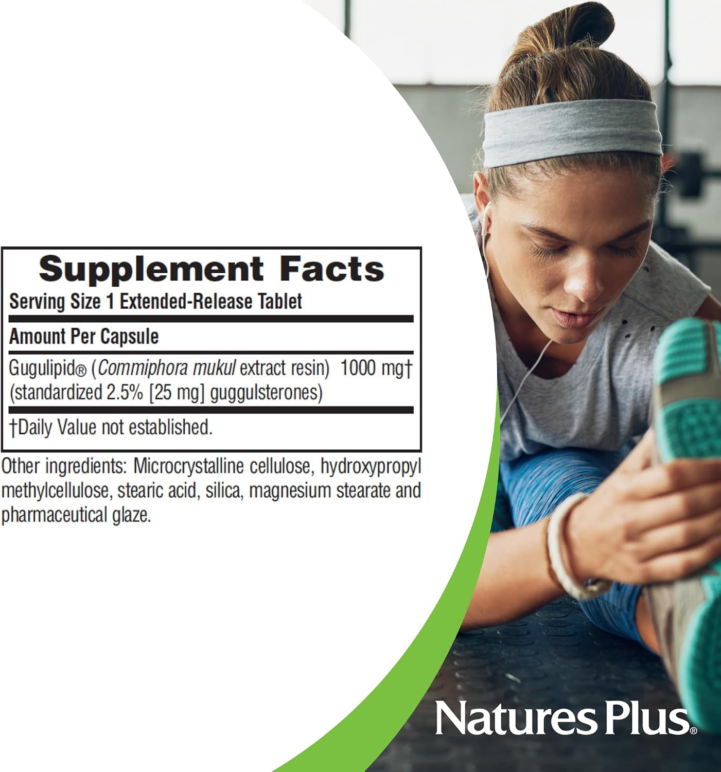 NaturesPlus Herbal Actives Gugulipid, Extended Release, 1000 mg, 30 Comprimidos Veganos