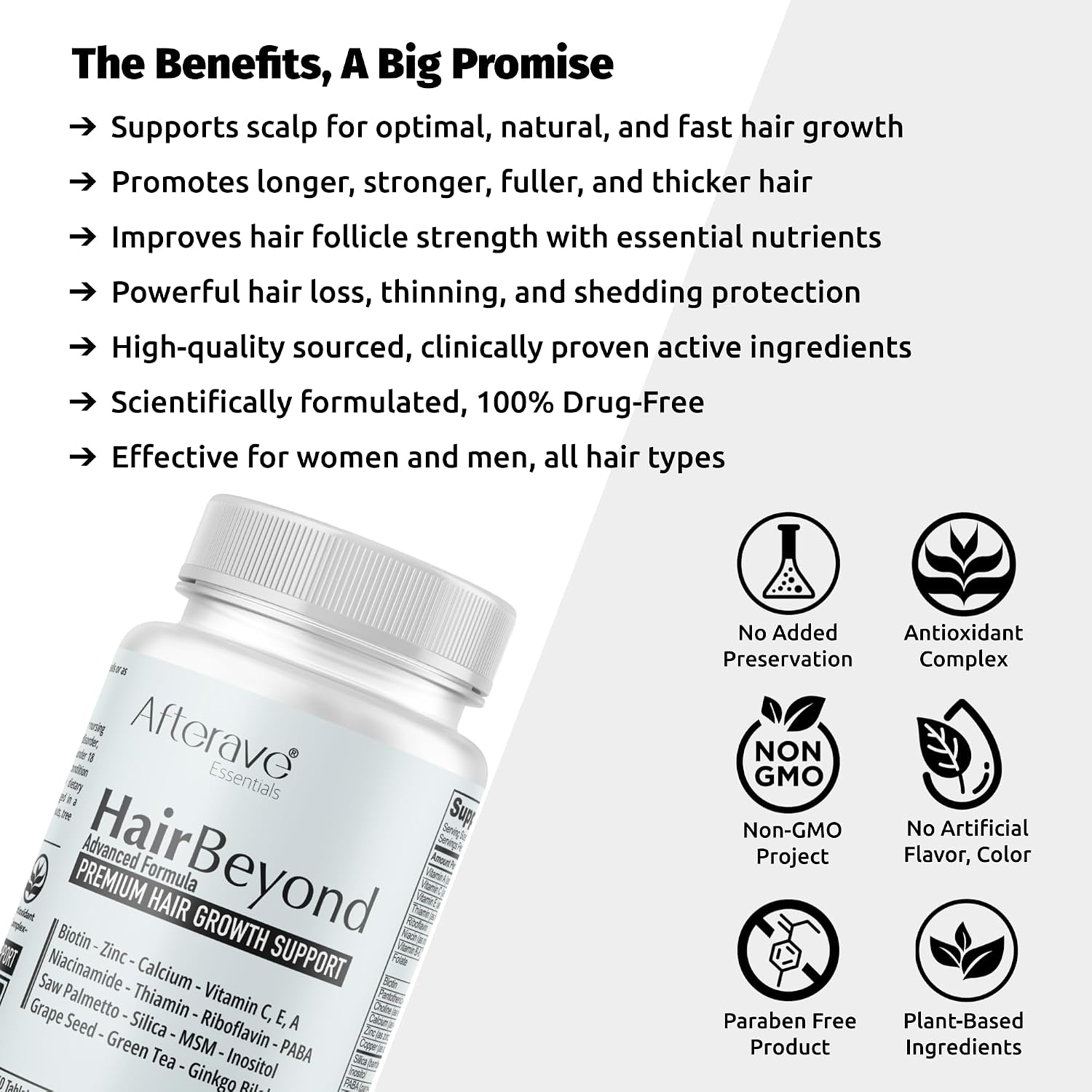 HairBeyond Advanced Formula para el Cabello - Complejo con Biotina, Vitaminas y Saw Palmetto