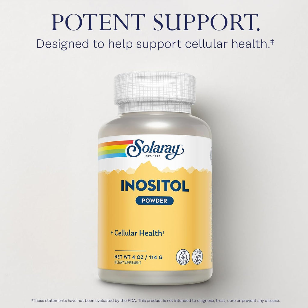Solaray Inositol Puro en Polvo - 700 mg por Dosis - 4 oz (113 g) - 163 Porciones - Vegano y Verificado en Laboratorio