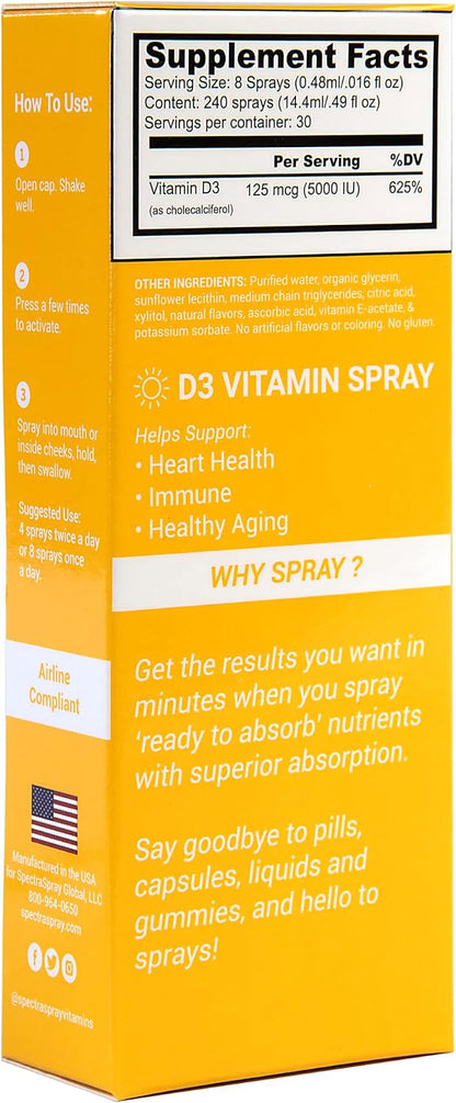 Spectraspray Vitamina D3 Spray 5000 IU - – Contribuye al mantenimiento de los huesos en condiciones normales. – Image 3
