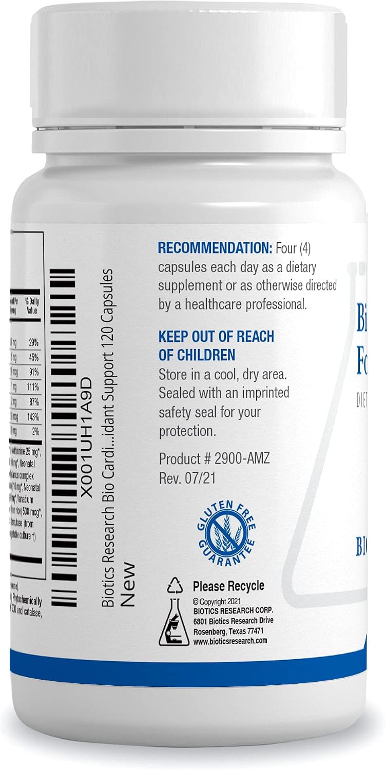 BIOTICS RESEARCH Bio Cardiozyme Forte, Multivitamínico cardíaco de amplio espectro, 120 cápsulas