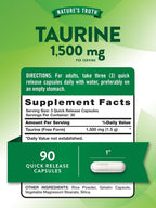 Nature's Truth Suplemento de Taurina, 1500 mg, 90 Cápsulas, Sin Gluten y No-GMO