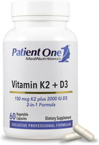 Patient One Vitamina K2 y D3 | 150 mcg K2 (MK-7) y 2000 UI D3 | 60 Cápsulas